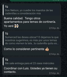 Cliente destaca la calidad y coordina una nueva entrega